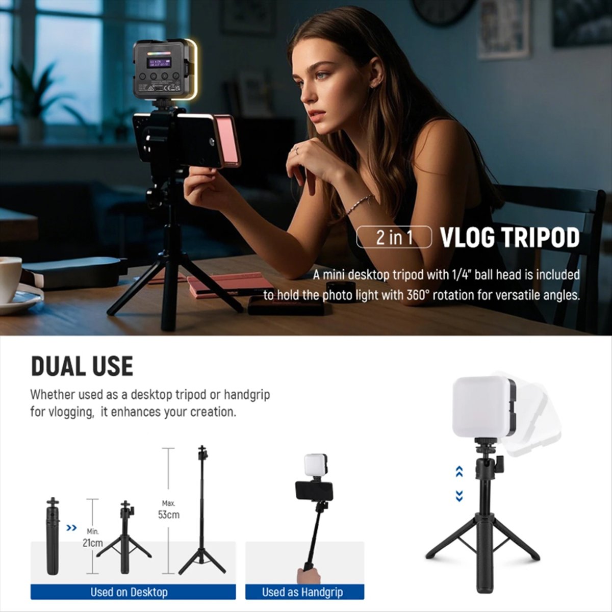 Photography Lighting App - Lumière vidéo RGB magnétique supérieure avec
