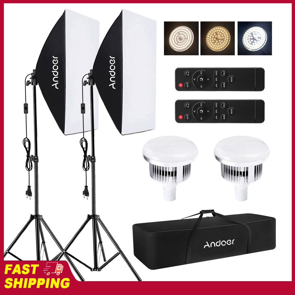 Photography Video Lighting Kit - Ensemble d'éclairage Softbox Andoer pour studio