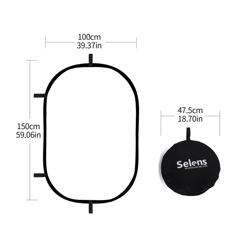 Photography Lighting Board - Réflecteur ovale pliable 100x150cm, panneau lumineux