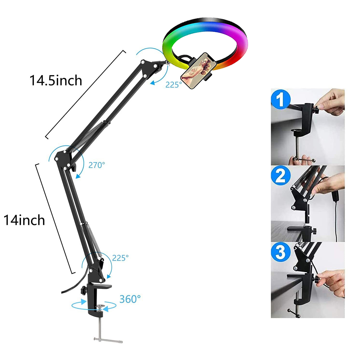 Anneau lumineux LED RGB pour s - Stand Lighting Photography avis et prix