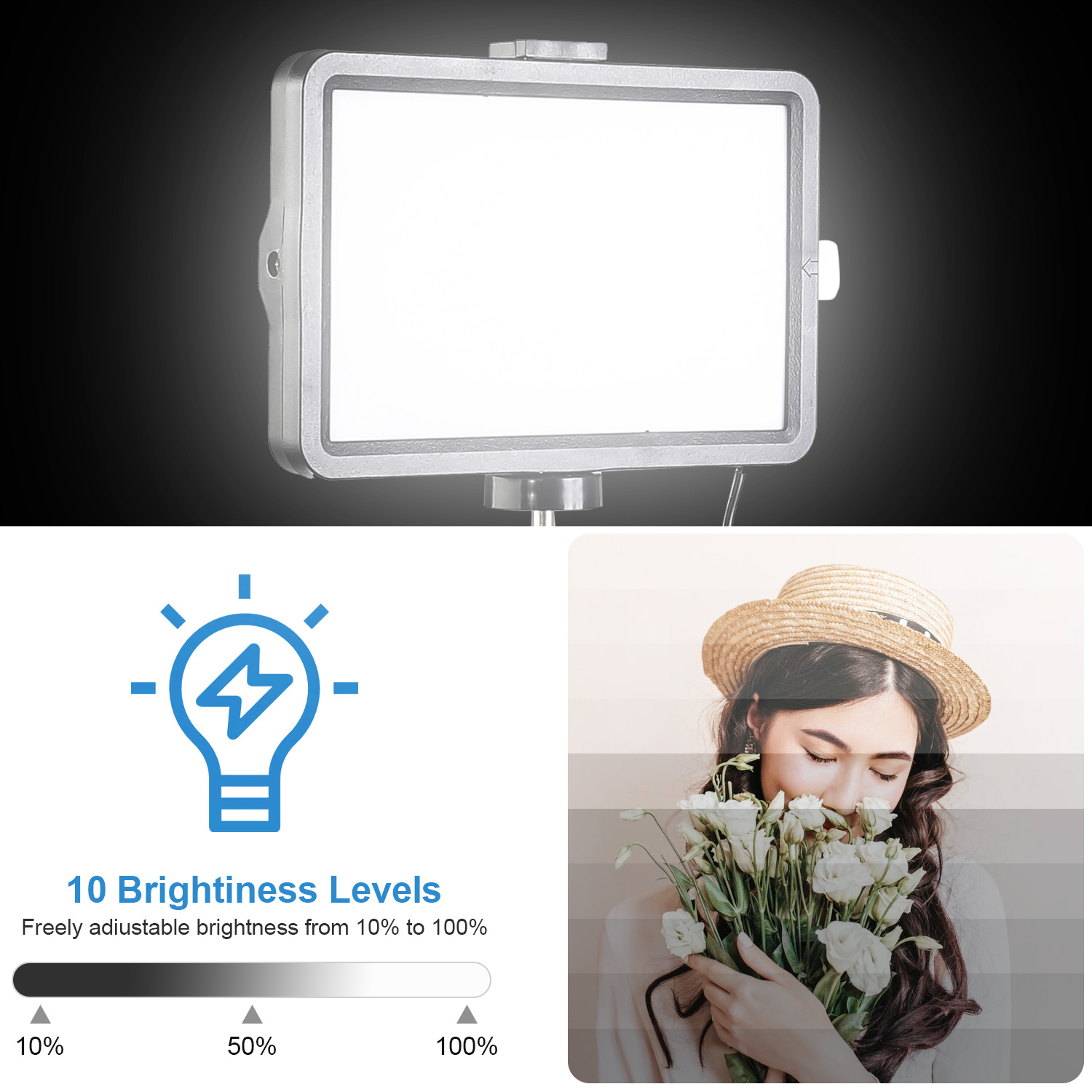 Lampe de remplissage LED carré - Stand Lighting Photography avis et prix