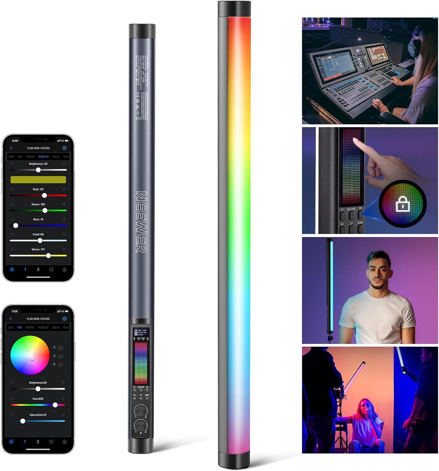 NEEWER TL60 RGB Tube lumineux, - Photography Lighting App avis et prix