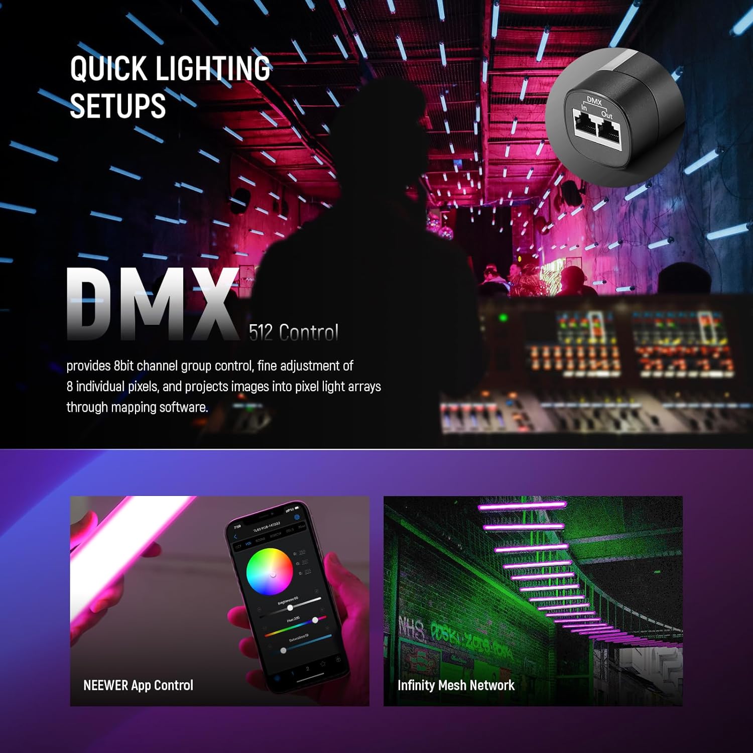 NEEWER TL60 RGB Tube lumineux, - Photography Lighting App avis et prix